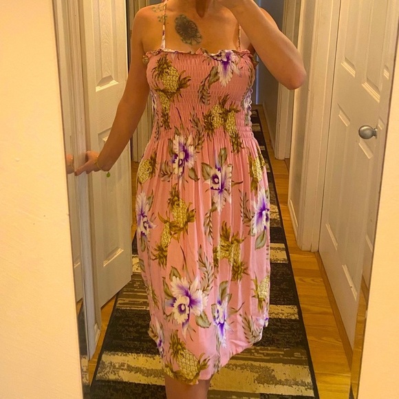 Aloha Print Midi 🌺🍍 dress OSFM excellent condition - Picture 3 of 14